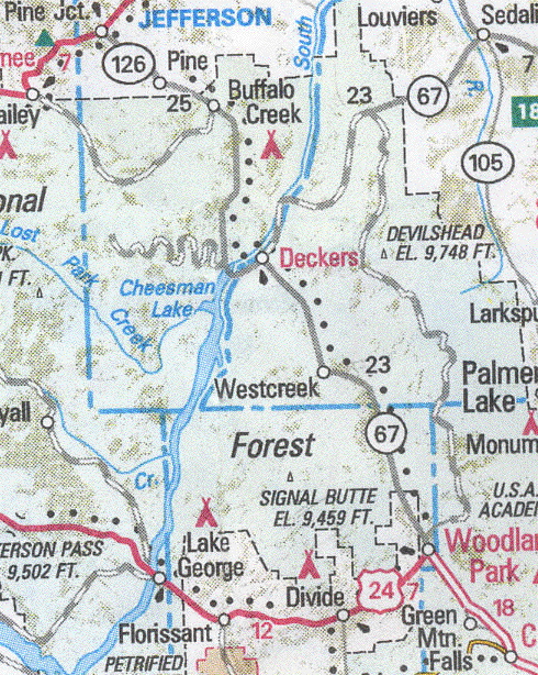 Pikes Peak Area map