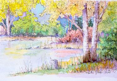 Fall Reflections Watercolor by Martha Garren